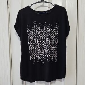 Apt. 9 Black Silver Geometric Graphic Women's Tee